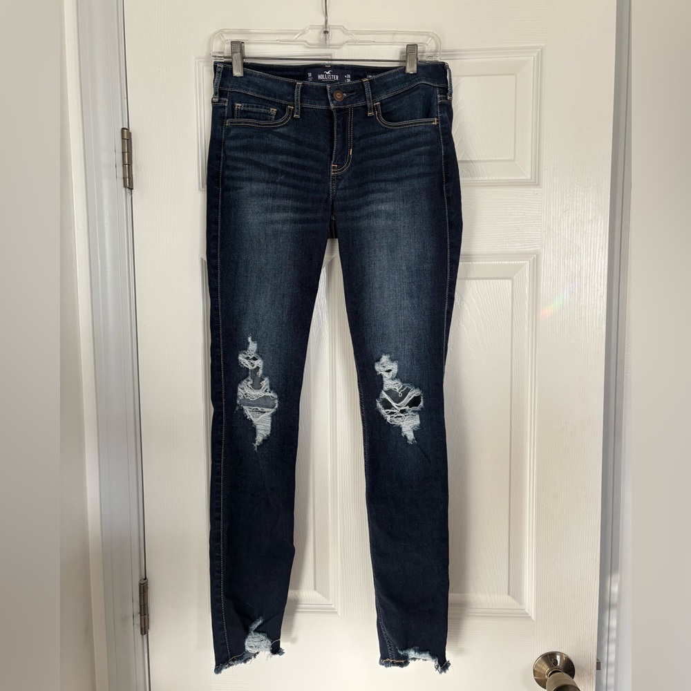 HOLLISTER JUNIOR WOMEN LOW RISE SUPER SKINNY CLASSIC STRETCH DISTRESSED JEANS 3R
